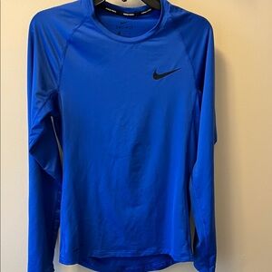 Nike Dri-Fit Long Sleeve Top in Bright Blue with Black Swoosh